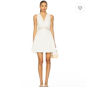 Misa Los Angeles White Eyelet V-Neck Mini Dress